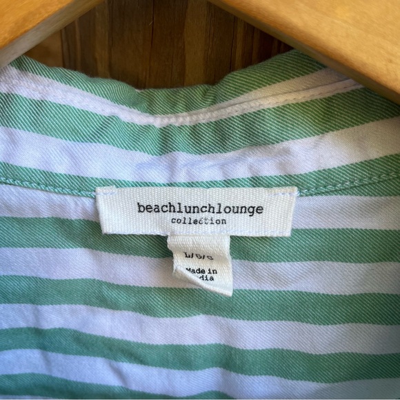 Beachlunchlounge Mint and White Striped Shirt - Picture 2 of 4